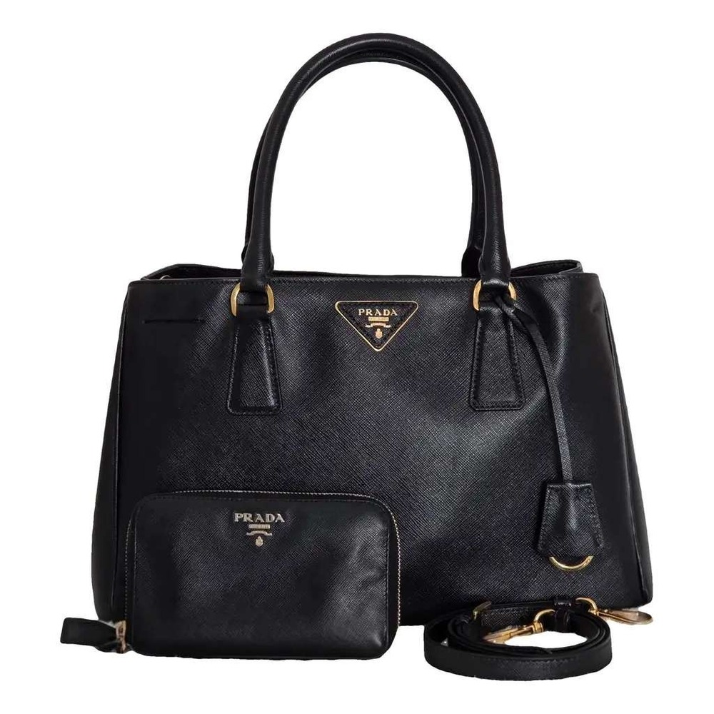 Prada Black Saffiano Leather Tote Bag Gold Hardware with Wallet and Strap